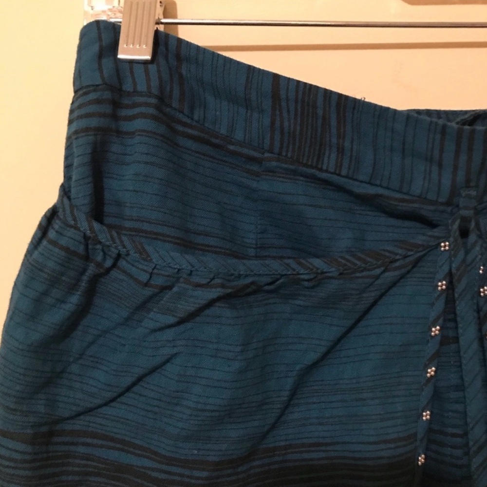 Anthropologie Odille Teal Striped Skirt Size 8 Knee Boho Chic Classic Anthro - Picture 5 of 7
